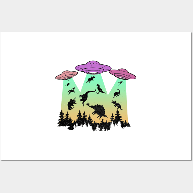 ufo abduction of the dinosaurs Wall Art by perthesun